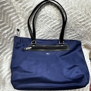 Lauren Ralph Lauren vintage, nylon tote / shoulder bag  Navy & Black, Zippered
